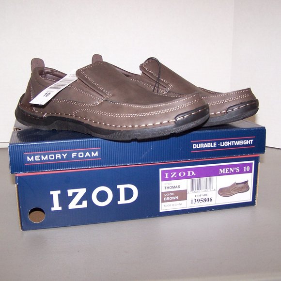 NEW W/TAGS "IZOD" MEMORY FOAM BROWN LOAFERS S3510